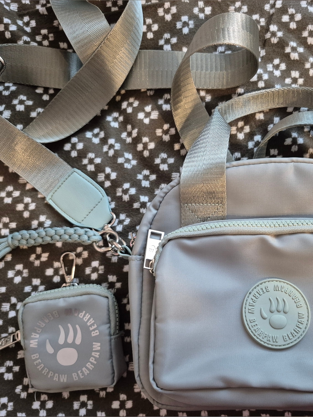 BearPaw Light Gray Crossbody Bag with Detachable Pouch